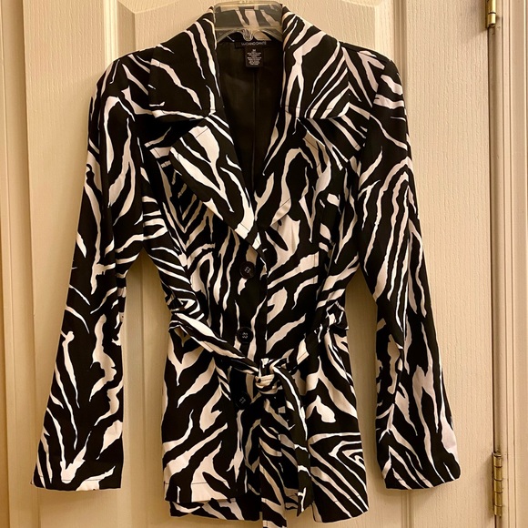 luciano dante Jackets & Blazers - Luciano Dante zebra print jacket SIZE M black/white buttons in front W waist tie